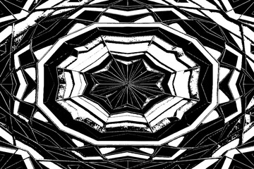 Abstract Black and White Geometric Mandala Pattern Design