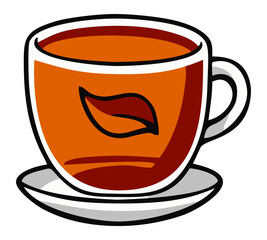 Black tea illustration. Editable color vector
