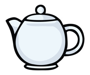Ceramic porcelain teapot illustration. Editable color vector