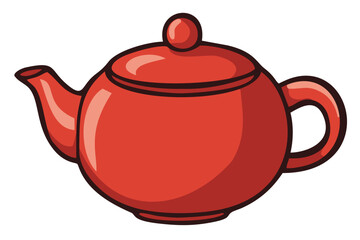 Clay teapot zisha illustration. Editable color vector