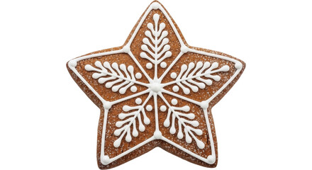 Isolated, gingerbread star cookie for Christmas season holiday celebration baking sweets