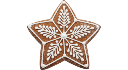 Isolated, gingerbread star cookie for Christmas season holiday celebration baking sweets