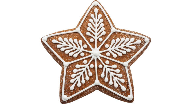 Isolated, gingerbread star cookie for Christmas season holiday celebration baking sweets