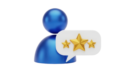 Isolated Customer Avatar with Three Golden Stars inside Dialogue Bubble – Satisfaction Concept