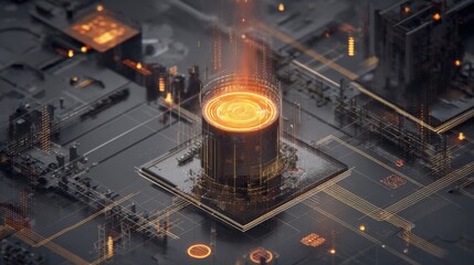 Innovative energy generation event at a modern power plant digital artwork futuristic environment aerial view