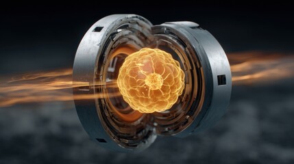Fusion energy breakthrough lab facility scientific illustration high-tech environment close-up view innovative concept
