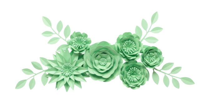Isolated paper flower arrangement decoration, floral design element for crafting projects
