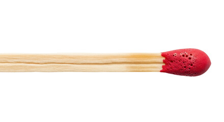 Isolated wooden matchstick with red head for ignition, close-up and horizontal shot