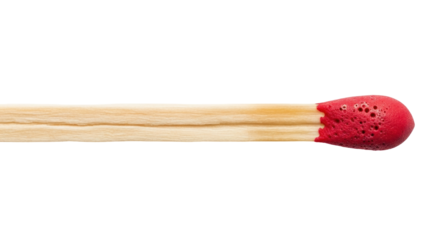 Isolated wooden matchstick with red head for ignition, close-up and horizontal shot