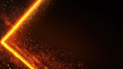 Glowing orange particles forming an angular frame against a dark backdrop