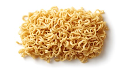 Obraz premium Pile of Cooked Asian Noodles on White Background, Closeup Food Photography