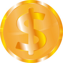 dollar sign on a gold coin