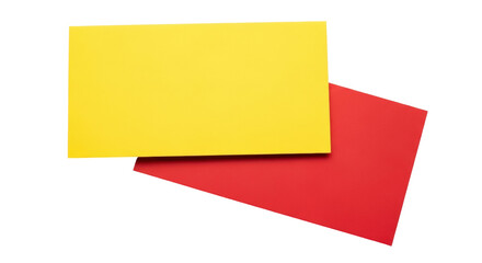 Isolated yellow and red cards indicating caution or penalty for sports team officials