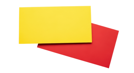 Isolated yellow and red cards indicating caution or penalty for sports team officials