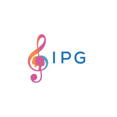 IPG “Creative music logo with human silhouettes and treble clef in gradient colors, IPG Later Logo, modern artistic design isolated on white background” 

IPG music logo, IPG treble clef, human IPG si