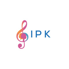 Fototapeta premium IPK “Creative music logo with human silhouettes and treble clef in gradient colors, IPK Later Logo, modern artistic design isolated on white background” 