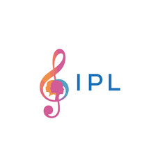 IPL “Creative music logo with human silhouettes and treble clef in gradient colors, IPL Later Logo, modern artistic design isolated on white background” 
