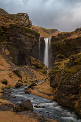 Iceland waterfall with a secret cave