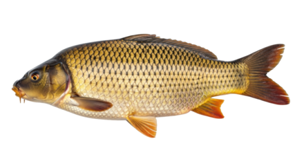 Isolated Freshwater Carp fish in profile, a popular game and food, close-up and detailed