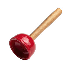 Red plunger with wooden handle