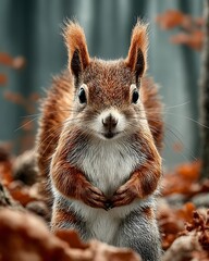 Adorable red squirrel close up high resolution image