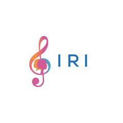 IRI “Creative music logo with human silhouettes and treble clef in gradient colors, IRI Later Logo, modern artistic design isolated on white background” 

