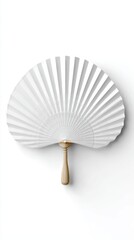 Stunning photo of elegant white hand fan isolated on white background, a symbol of grace.
