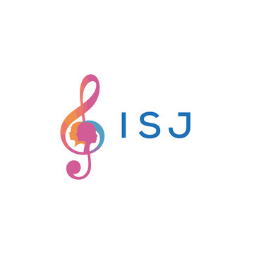 ISJ &ldquo;Creative music logo with human silhouettes and treble clef in gradient colors, ISJ Later Logo, modern artistic design isolated on white background&rdquo; 
