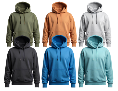 Street Style Hoodie Variety Set, isolated on transparent background
