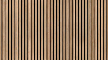 Obraz premium SEAMLESS wall panel pattern, slim vertical slats in light wood with natural fluted texture, modern interior background for home & office, decorative accent wall or acoustic panel design.
