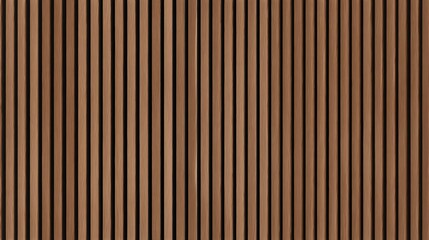 SEAMLESS wall panel pattern, slim vertical slats in medium brown wood with natural fluted texture, modern interior background for home & office, decorative accent wall or acoustic panel design.