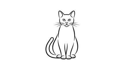 Fototapeta premium Artistic Black and White Cat Illustration A Simple Line Drawing of a Sitting Feline for Creative Projects and Designs