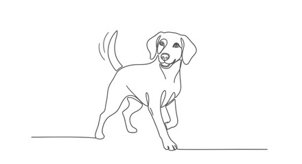 Fototapeta premium Minimalist Line Art of a Beagle Dog in Motion Simple Outline Depicting a Playful Hound Walking with Style