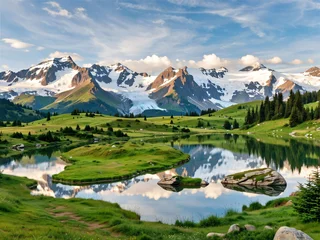 Selbstklebende Fototapeten Alpen alpine lake in the alps  © 茨 余