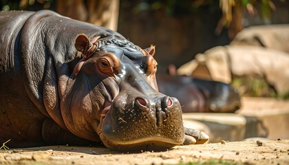 Close-up hippo resting