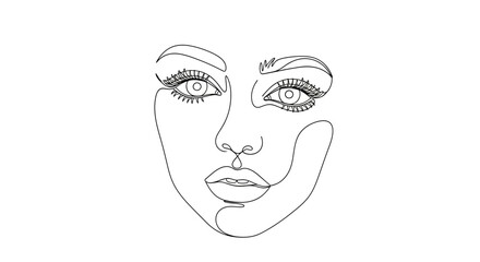 Obraz premium Elegant Line Art Portrait A Minimalist Illustration of a Woman's Face, Showcasing Delicate Beauty and Modern Artistic Style
