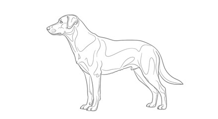 Obraz premium Detailed Line Art Illustration of a Labrador Retriever in a Standing Pose, Demonstrating Fine Features and Elegance in Black and White