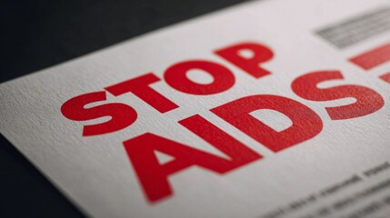 Stop aids campaign poster with bold red typography on white paper