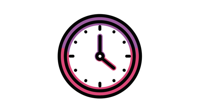Simple Analog Clock Face with Gradient Bezel and Black Hands.