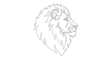 Fototapeta premium Intricate Line Art Portrait of a Majestic Lion A Detailed and Elegant Illustration in Simple Black and White Design for Creative Use