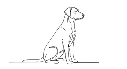 Obraz premium Single-line illustration of a sitting dog, showcasing minimalist art for animal lovers and creative projects, perfect for design elements