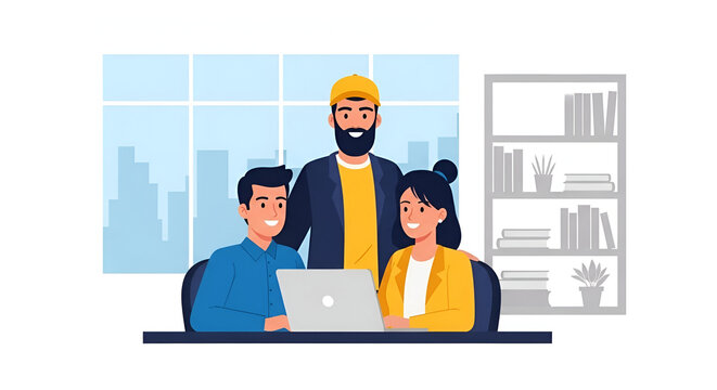 Diverse Business Team Collaboration Mentorship and Innovation in Modern Office Project Development - Powered by Adobe