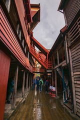 Beautiful colourful houses next to the harbour in Bergen (Norway)