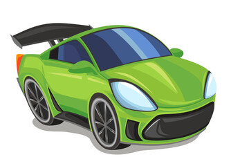 Obraz premium Cartoon street racing car vehicle on white background illustration for children