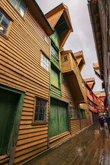 Beautiful colourful houses next to the harbour in Bergen (Norway)