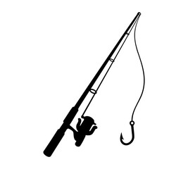 Fishing rod reel hook silhouette