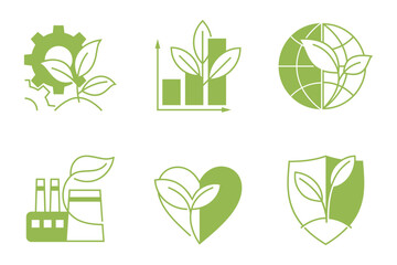 Ecomulti-purpose green icons with different symbols