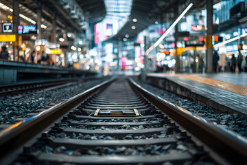 train station in the city at night 