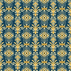 Traditional seamless ornamental ethnic textile pattern, abstract geometric vintage wallpaper background for retro cultural design