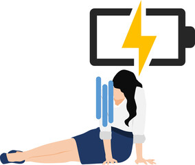 体力が無くなったビジネスウーマンのイラスト